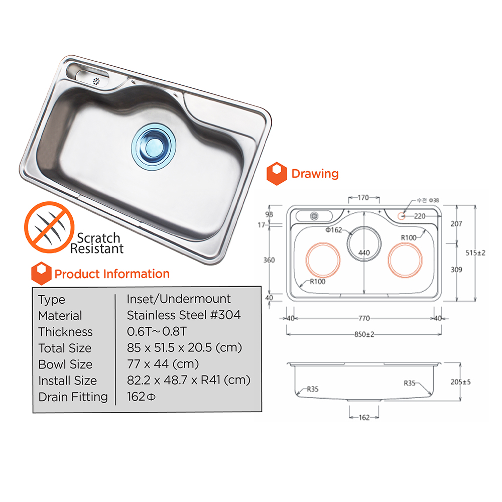 Kitchen Sink|Stainless Steel Sink|Stainless Steel Korea Sink|Sink